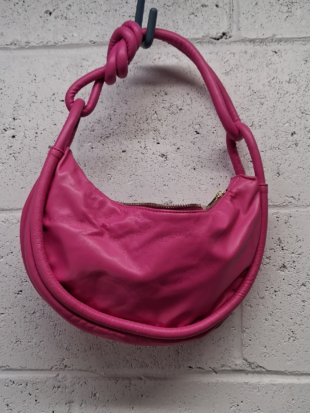 Womens Anthropologie Jules Kae Stylish Pink Crescent Shoulder Bag - Picture 4 of 6